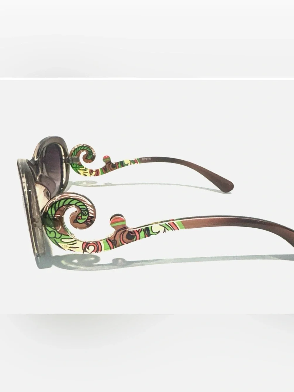 Brown  Women's Baroque Sunglasses with Decorative Temples